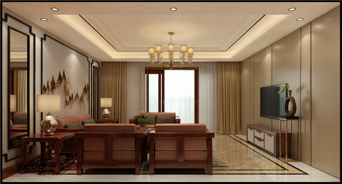 木饰面 客厅新中式